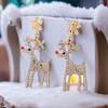 2024 Luxury Rhinestone Snowflake Elk Earrings - High-End Christmas Fashion