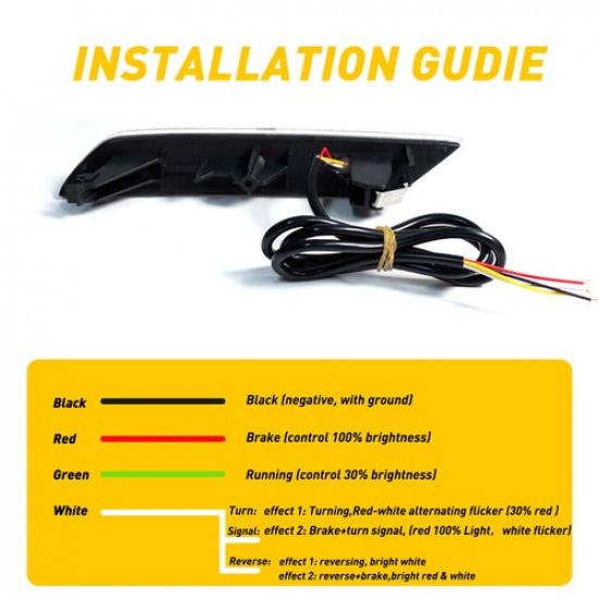 REAR L+R REFLECTOR BUMPER LED LIGHT TAIL WHITE For LAMPS HONDA 2013-2015 CIVIC