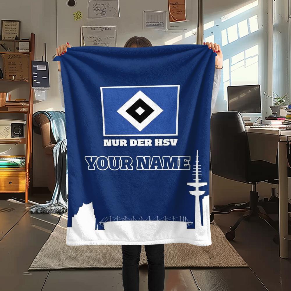 1PC Custom Name Hamburger SV Patterned Flannel Blanket Suitable For All Seasons for Home Decor Warmth and Comfort Gifts Holiday Present