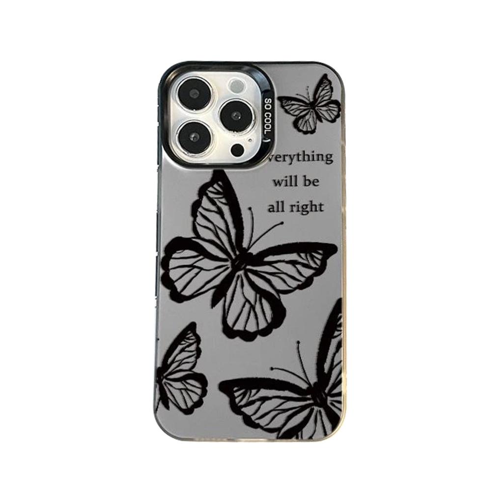 ins English butterfly for Apple 17Promax mobile phone case IP16 messenger 15 color silver IMD13 matte 14/x