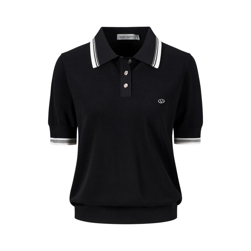 Women's Short Sleeve Knit Polo T-Shirt