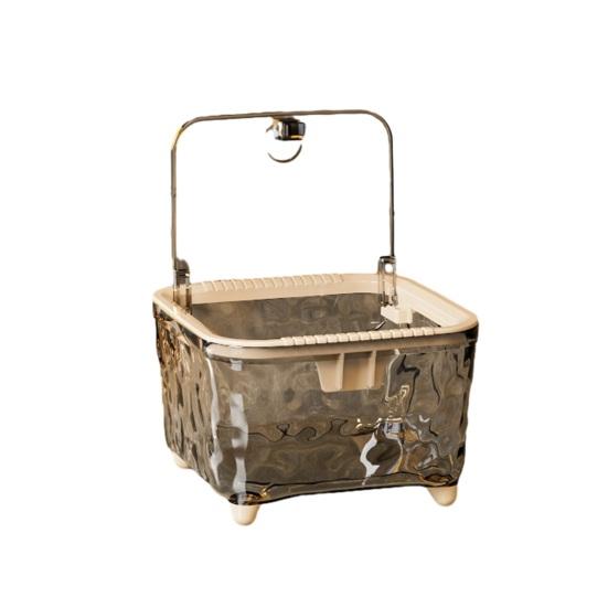 Trash Can Transparent Water Ripple with Press Trash Bin Lid Office Wastebasket for Home Bedroom