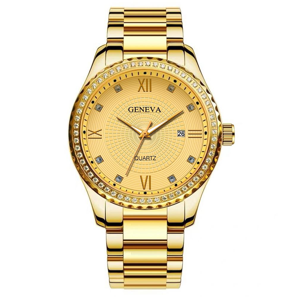 Роскошные мужские кварцевые часы из нержавеющей стали с циферблатом чёрный/золотой — фото 7