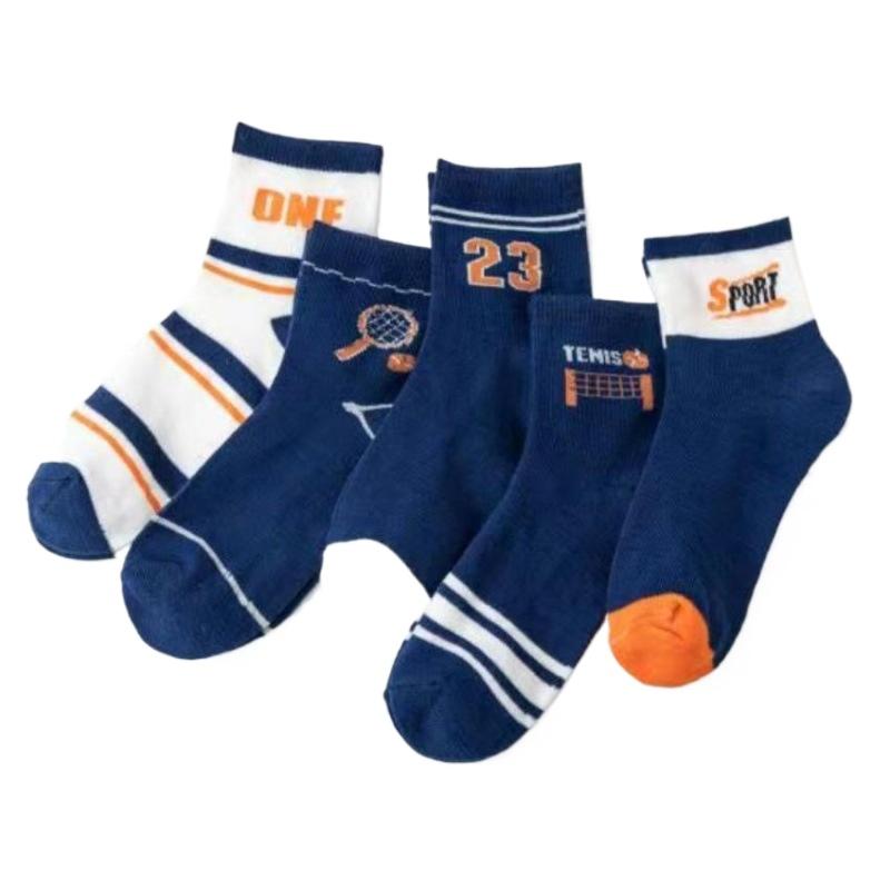 

Kids Sports Crew Socks Knee Socks Breathable Tennis & Number Print Cotton Socks for Boys Athletic & Daily Wear foot length 17-19cm