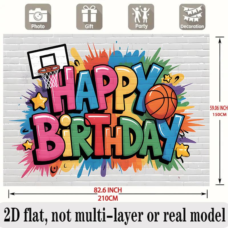 Basketball Birthday Banner, Sport Theme Backdrop Wall Decor for Party