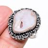 Agate Geode Slice Gemstone 925 Sterling Silver Jewelry Ring Size 10 KJ-258
