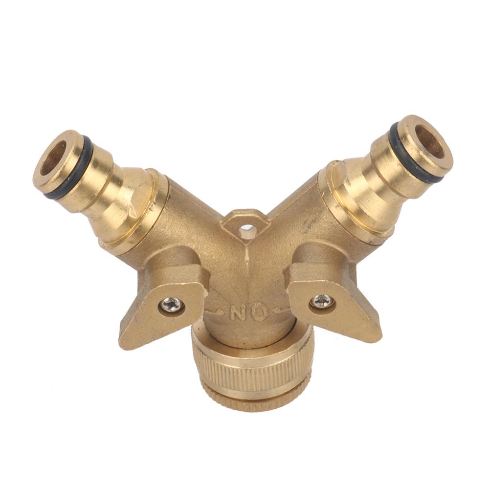 Brass 1/2" To 3/4" Female Thread Y Shape Ball Valve Two Way Water Splitter Garden Tap Quick Connector Irrigation Valve 1Pc