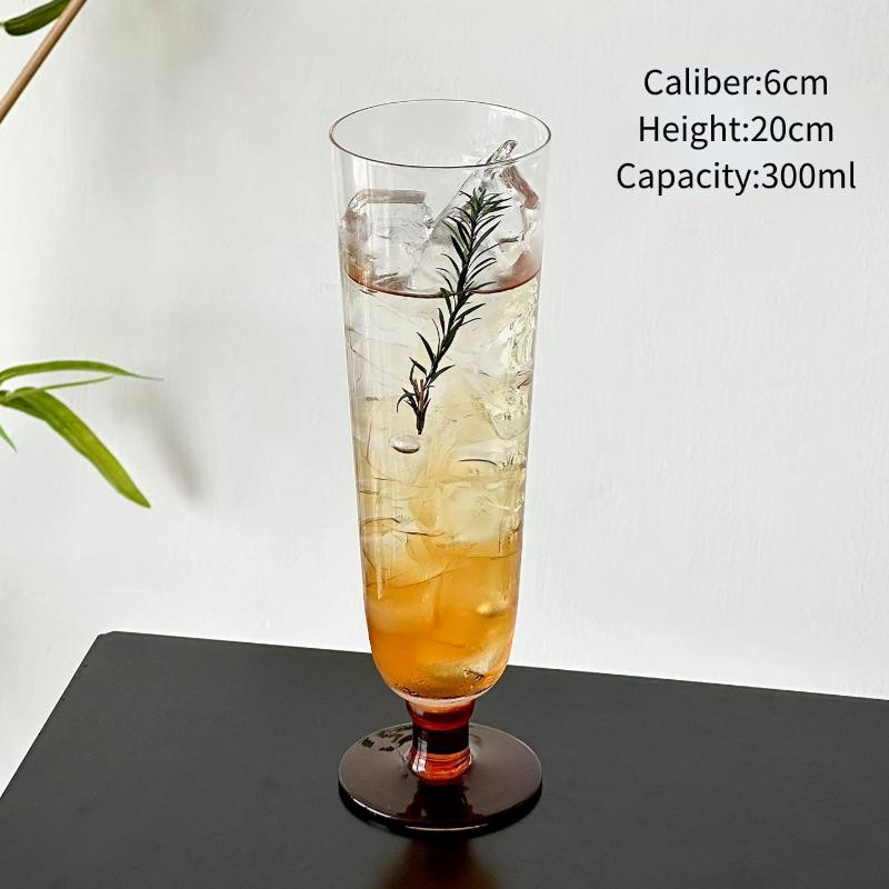 Amber-bottom Glass Cups,Slightly Tipsy Wine Glasses Cup,Small-capacity Milkshake Glass Cup,Vintage Cocktail Liqueur Cups 1pc