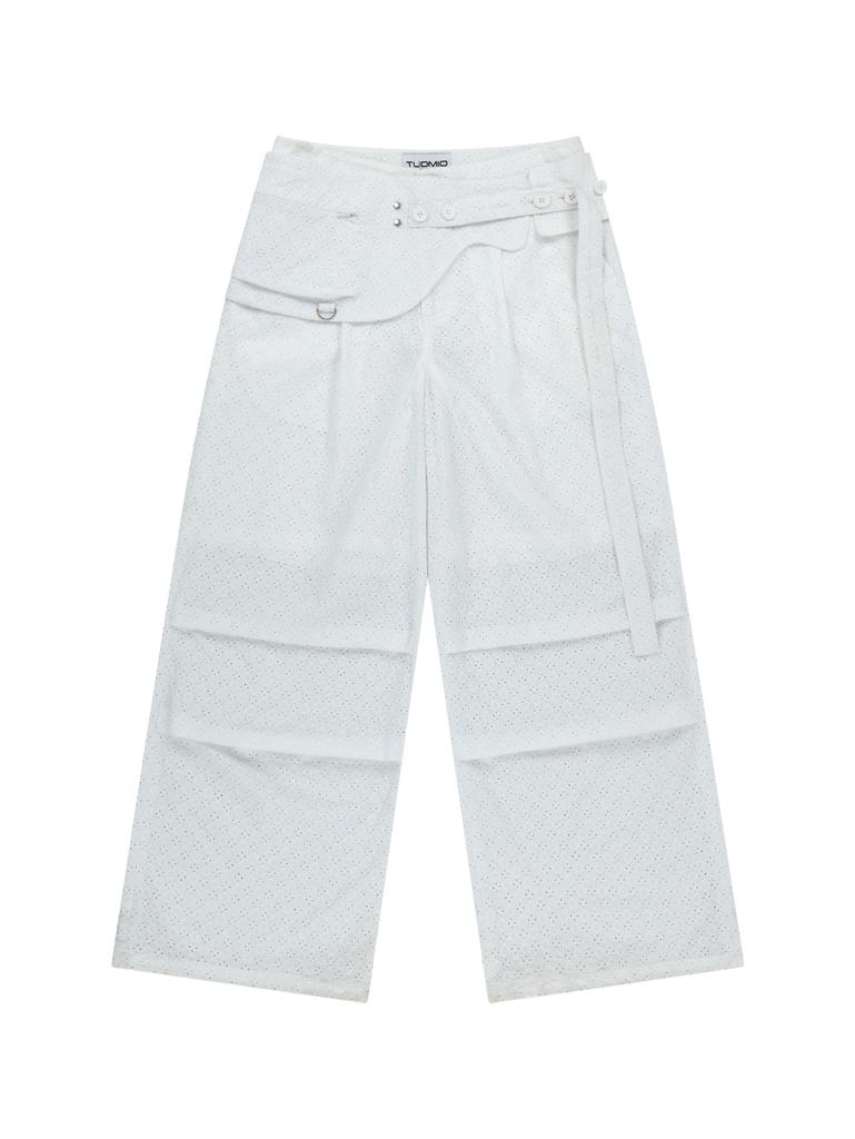TUOMIO Eyelet Belt Bag Pants [White]