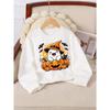 Girls' Halloween Long-sleeve Crewneck Sweatshirt, Fun"Halloween Pumpkin " Printed Top, Kids' Casual Autumn Clothing