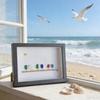 Sea Glass Photo Frame Home Decor 7.6 Inch Handmade Sea Glass Birds Artwork Wooden Frame Unique Sea Glass Art Decoration Housewarming Gift for Friend