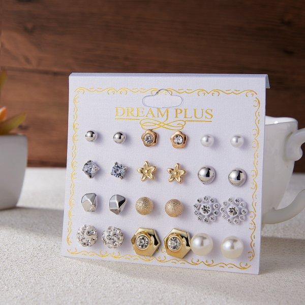 20 Paar/Set Damen Mädchen Strass Kristall Ohrstecker Ohrringe Gemischte Stile Runde Kleine Ohrringe Sets Party Schmuck Geschenk 2 3 4 5mm