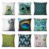 Home Decor Peacock Feathers & Geometric Pattern Cushions Pattern Cushion Cover Suitable for Sofa Bedroom Car Pillow Cover