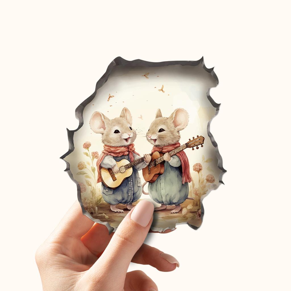 3D Animal Mouse Animal Pattern Sticker Creative Children'S Room Wall Decoration Beautification Sticker