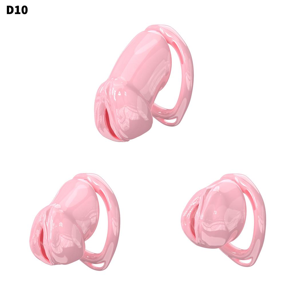 Male Chastity Cage Lightweight Resin Male Chastity Cage Bondage Gear &Adult Sex Toy for Men Includes 6 Ring (Pink)