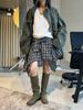 Xu Man Korean Retro Plaid Irregular Hem Tall Slimming Skirt for Women