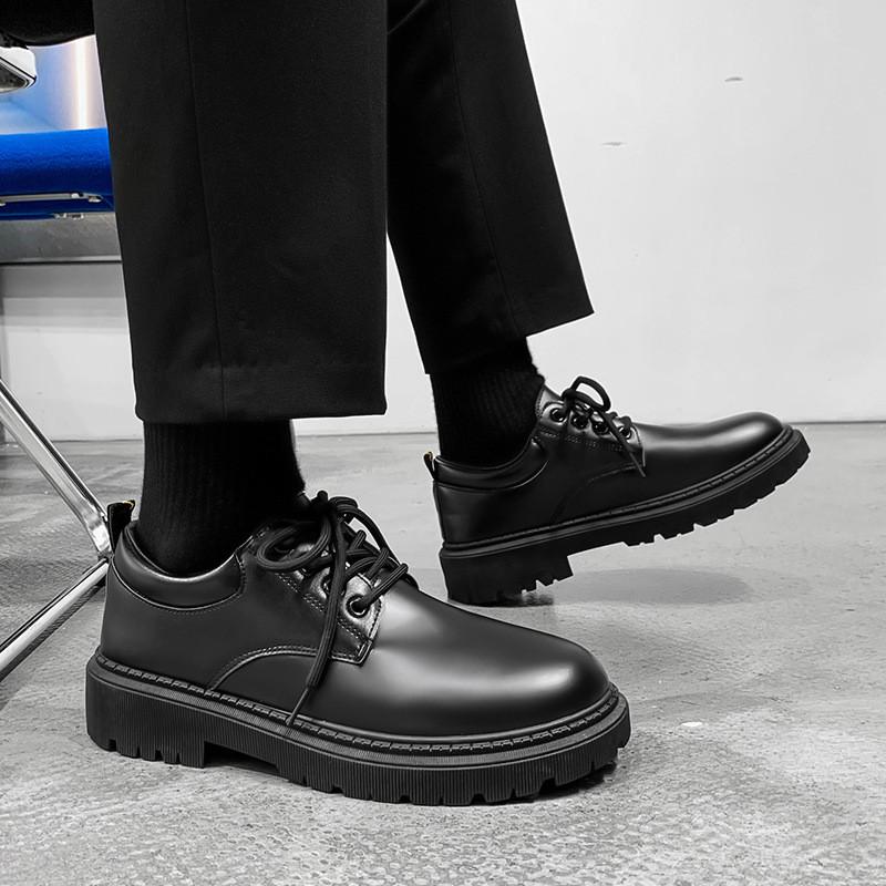Casual Leather Patchwork Mens Shoes With Durable Rubber Sole For Everyday Wear