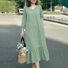 ZANZEA Women Casual V-Neck Solid Color 3/4 Sleeve Midi Dress
