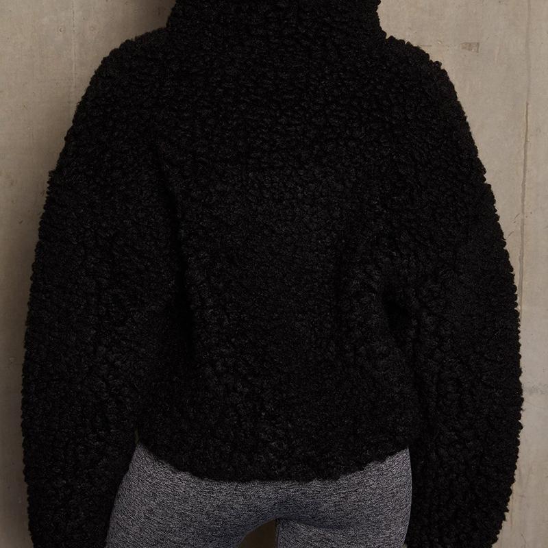 Winter Wool Short Coat Women Thicken Warm Long Sleeve Turtleneck Jackets Autumn Fashion Streetwear Ladies Overcoat