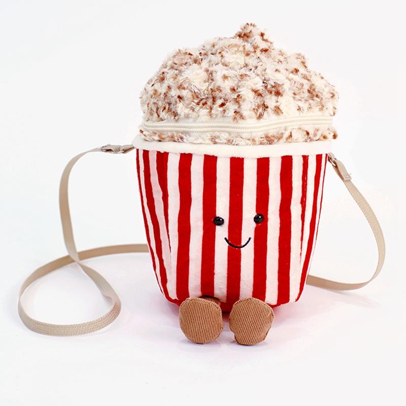 Lustige Süße Lebensmittel Plüsch Umhängetaschen Toast/Croissant/Kaffeetasse Weiche gefüllte flauschige kuschelige Umhängetasche für Mädchen Geburtstagsgeschenk