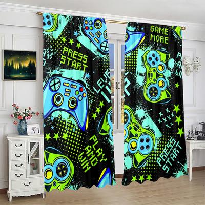 2 Pieces - Gamepad Printed Curtains - Polyester Material - Bedroom, Living Room, Study Private Curtains - Customizable Patterns