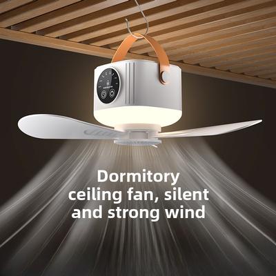 2026 Neuer kabelloser tragbarer wiederaufladbarer Deckenventilator für Studentenwohnheime, kleiner tragbarer Outdoor-Camping-USB-Ventilator für Betten