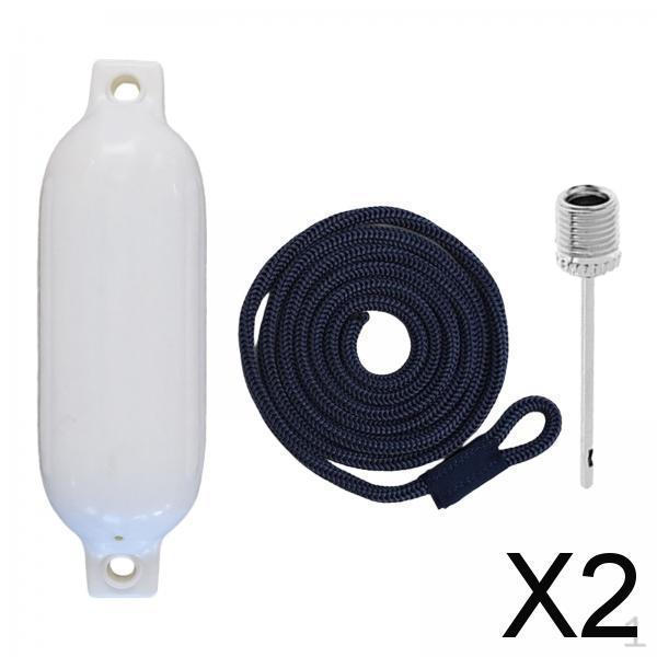 

Heavy-Duty Marine Docking Fenders for Different Watercraft , White Black Rope, 2