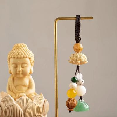 Bodhi Lotusblomma Hänge Nyckelring Kinesisk Stil Hänge Mobiltelefonring Nyckelring Vintage Stil Yoga Biltillbehör