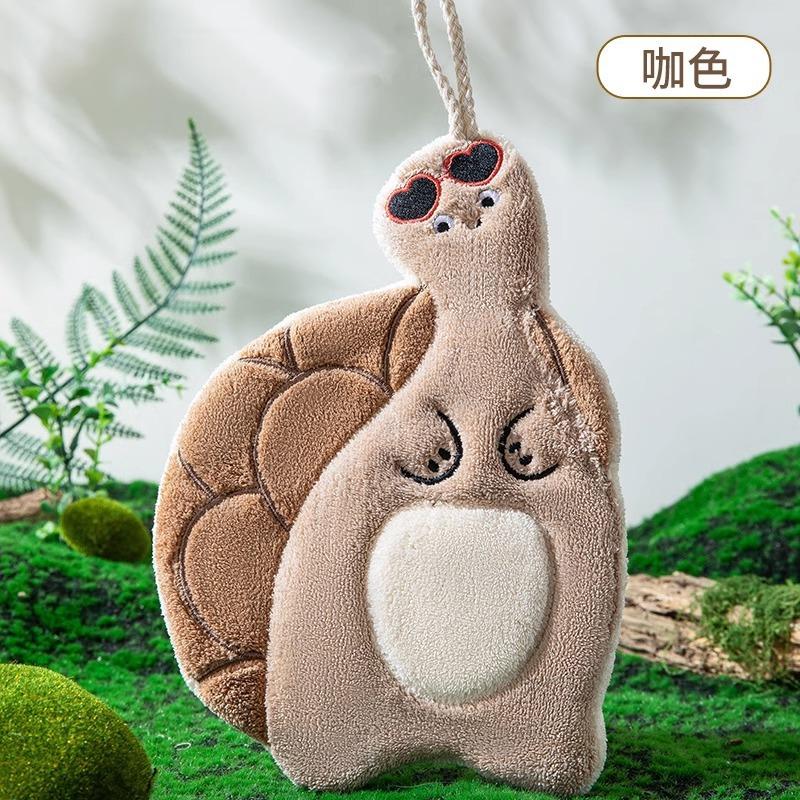 Bathroom Turtle Cartoon Creative New Hanging Coral Fleece Thickened Super Absorbent Kitchen Children's Towel Hand Towel