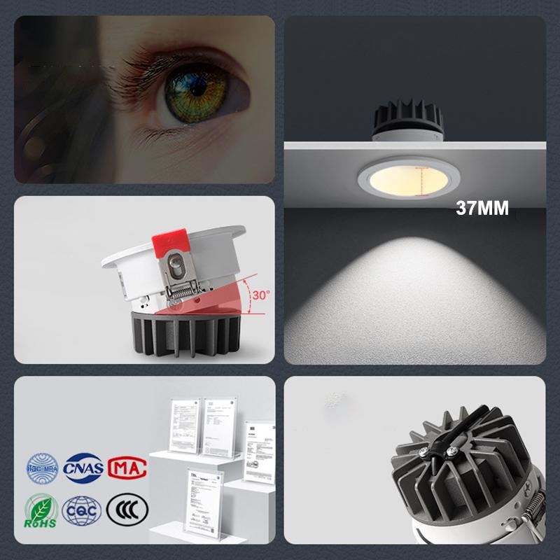 Recessed Aluminum Cob Led Downlights 7W 10W 12W Led Ceiling Lamp Led Spot Lights Background Lamp Indoor Lighting 110V/220V