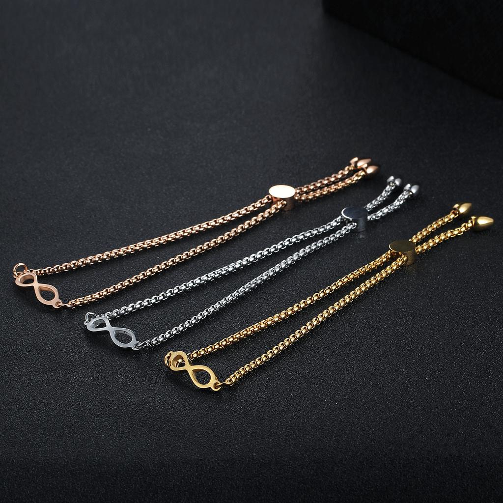 Fashion Lucky Infinity Bracelet Adjustable Women Bracelet Jewelry  Stainless Steel Chain Bowknot Bracelets