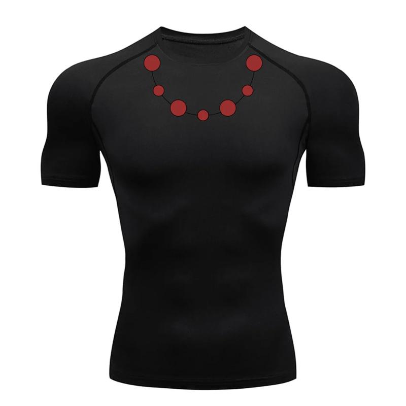 Graphic Print Short Sleeve Compression Shirt for Men Summer Athletic Quick Dry T-shirts Tops Gym Workout Running Training Tees