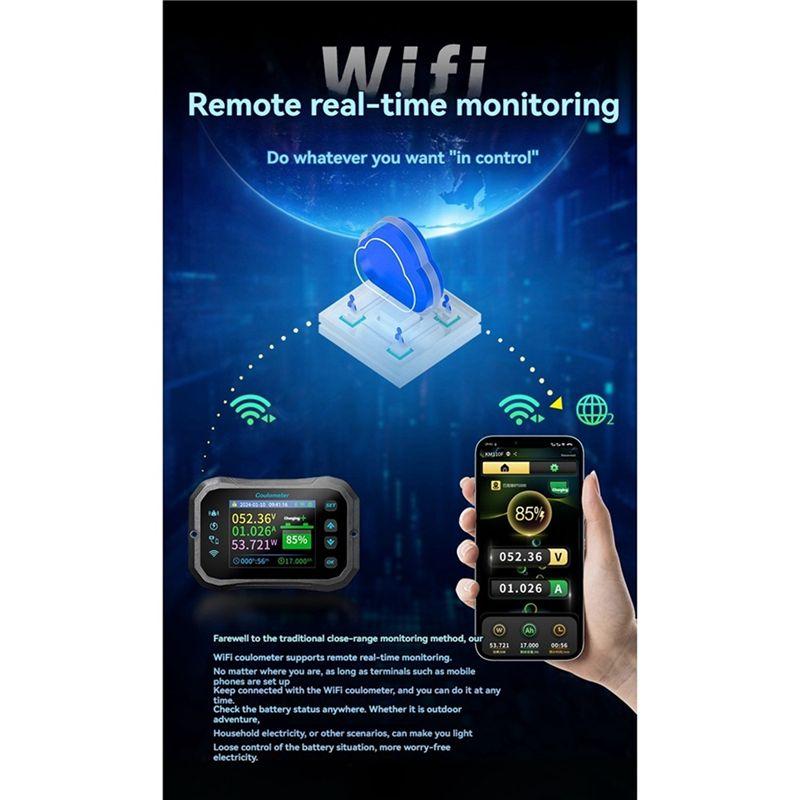 Practical-KM140F Wifi Coulomb Meter 400A Volt-Ammeter Power RV Battery Capacity Tester Monito For All Batteries