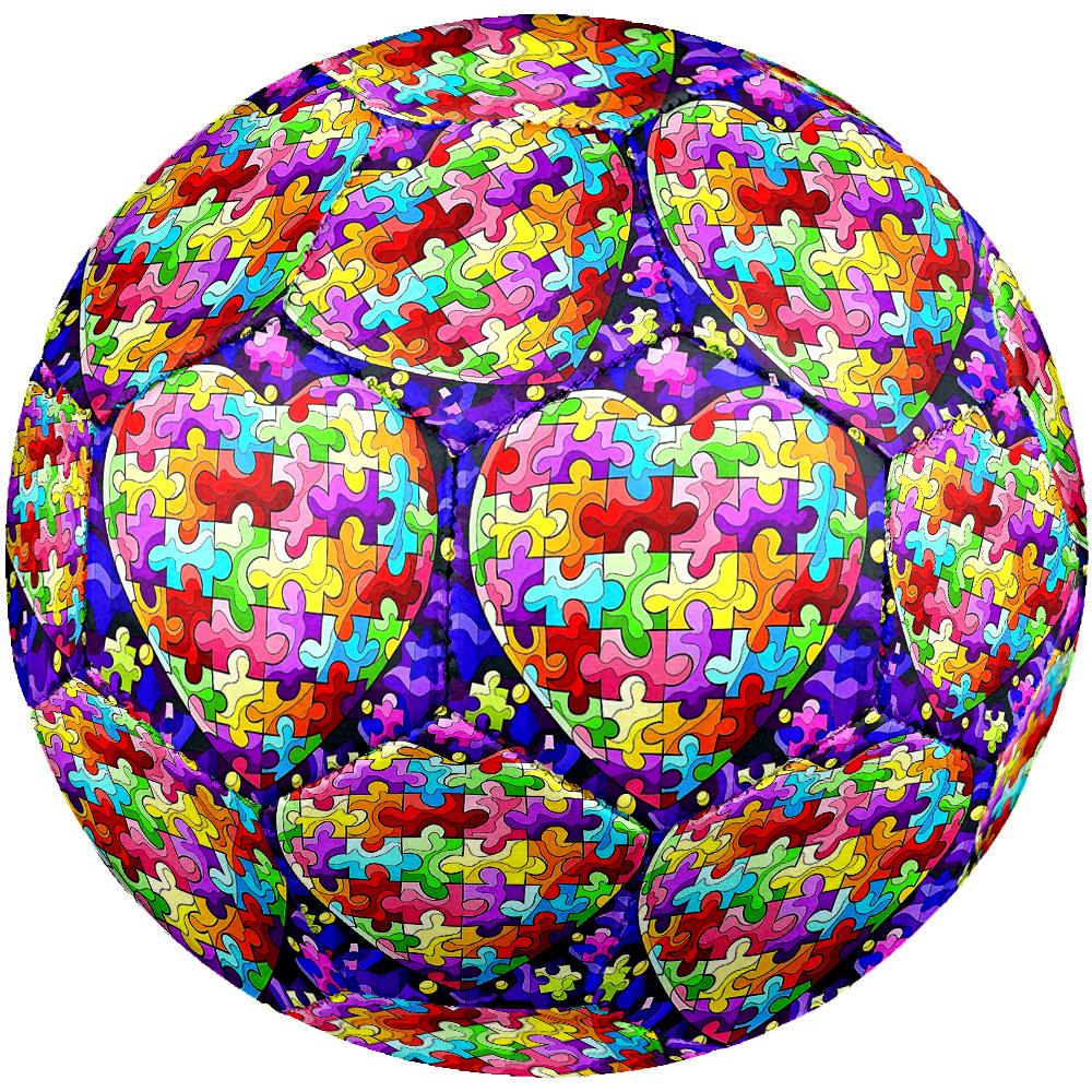 1pc Heart Puzzle Art Theme Soccer Ball Football, Size 5, Lightweight PVC, Outdoor Training Soccer Ball,Gift j61449
