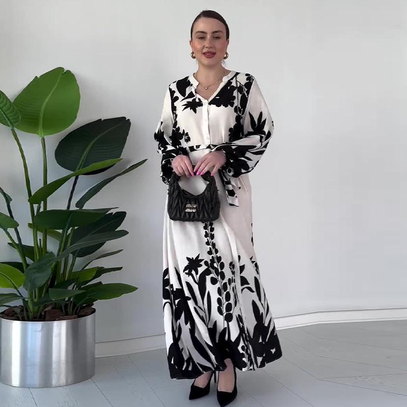 

2024 Осень Женское Повседневное Платье с Цветными Блоками, Кружевной Шнуровкой на Талии и Длинным Рукавом Large белый