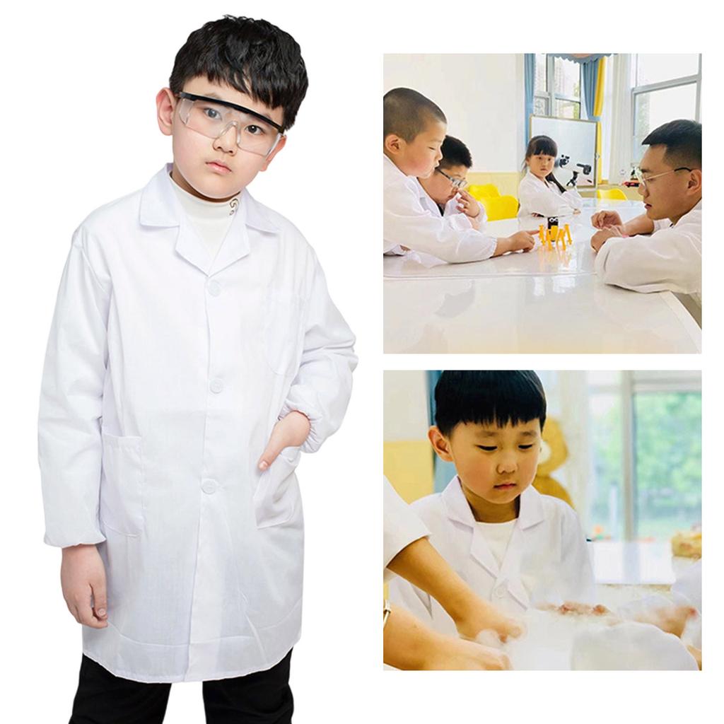Cotton Childrens Lab Coat With Functional Pockets Science Role Play Costume Adjustable Design Multiple Color Option