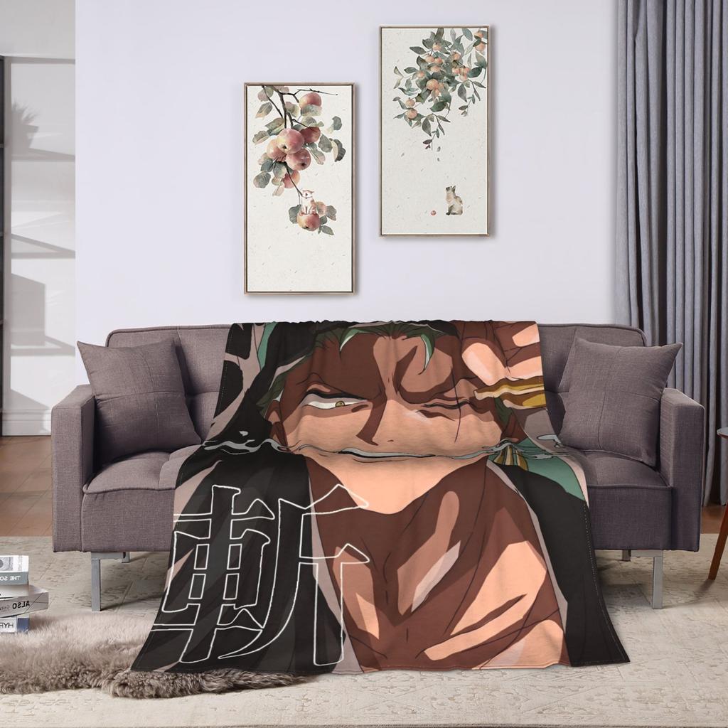One Roronoa Zoro P-Pieces Blankets  Picnic Flannel Throw Blanket For Living Room Warm Custom DIY Quality Bedspread