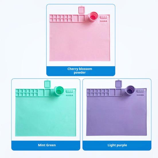 Silicone Painting Mat with Collapsible Cup Craft Mat Painting Sculpting Resin Projects Heat Resistant Painting Mat Artist Gift