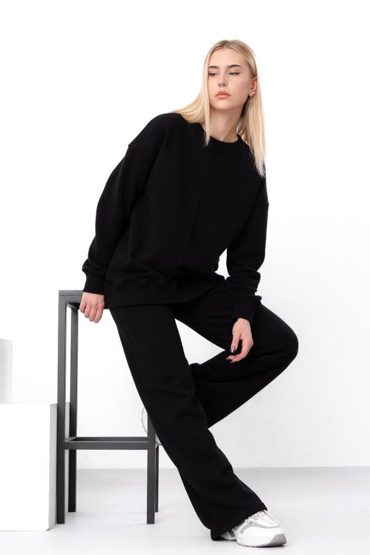 Women’s Cozy Sweatshirt & Wide-Leg Pants Set – Relaxed Fit & Tailored Details, Winter, 3399-140 HC