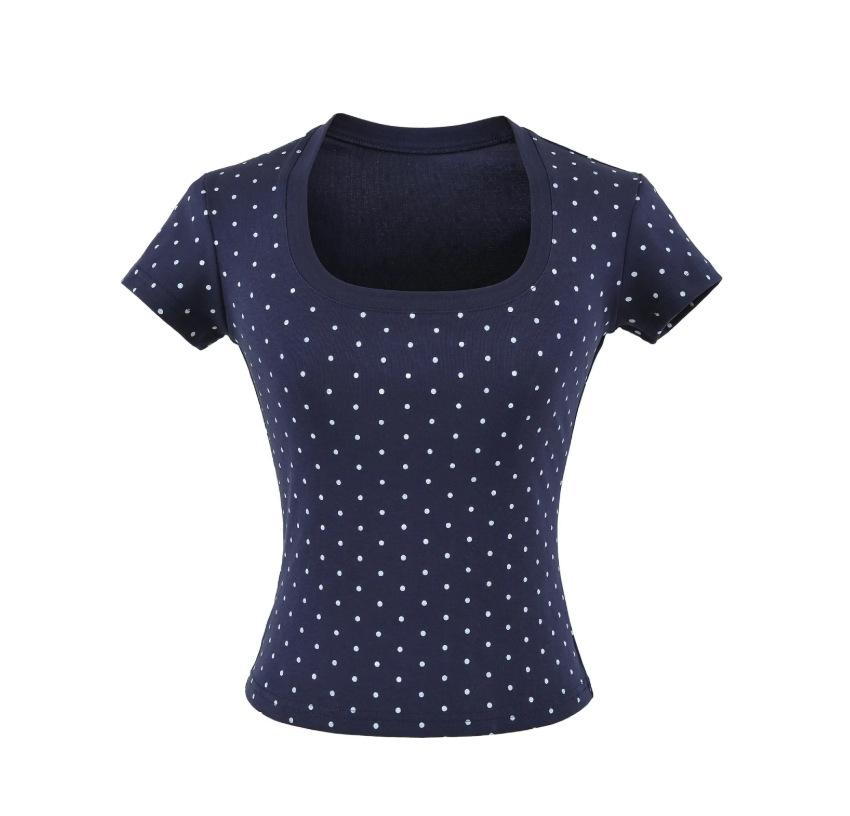 U-neck short-sleeved T-shirt women's summer new American Spice Girls storm point design sense slim and thin bottoming top
