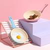 Non Stick Frying Pan Wok 14cm Marble Coated Mini Cooking Pot Skillet Kitchen Cookware Silicone Handle Omelette Pan Gas Stove