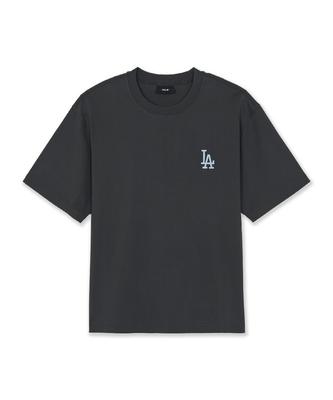 Emelbi Monogram Gradient Monotive Semi-Oversized Short Sleeve T-Shirt La (D.Charcoal Grey)