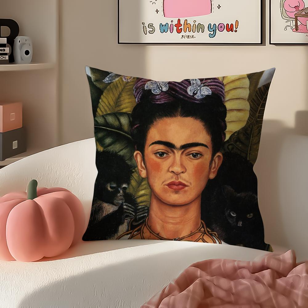 Artistic Painter FFrida KKahlo Cushion Cover Pillowcase Short Plush Invisible Zipper Room Sofa Cushion Cover