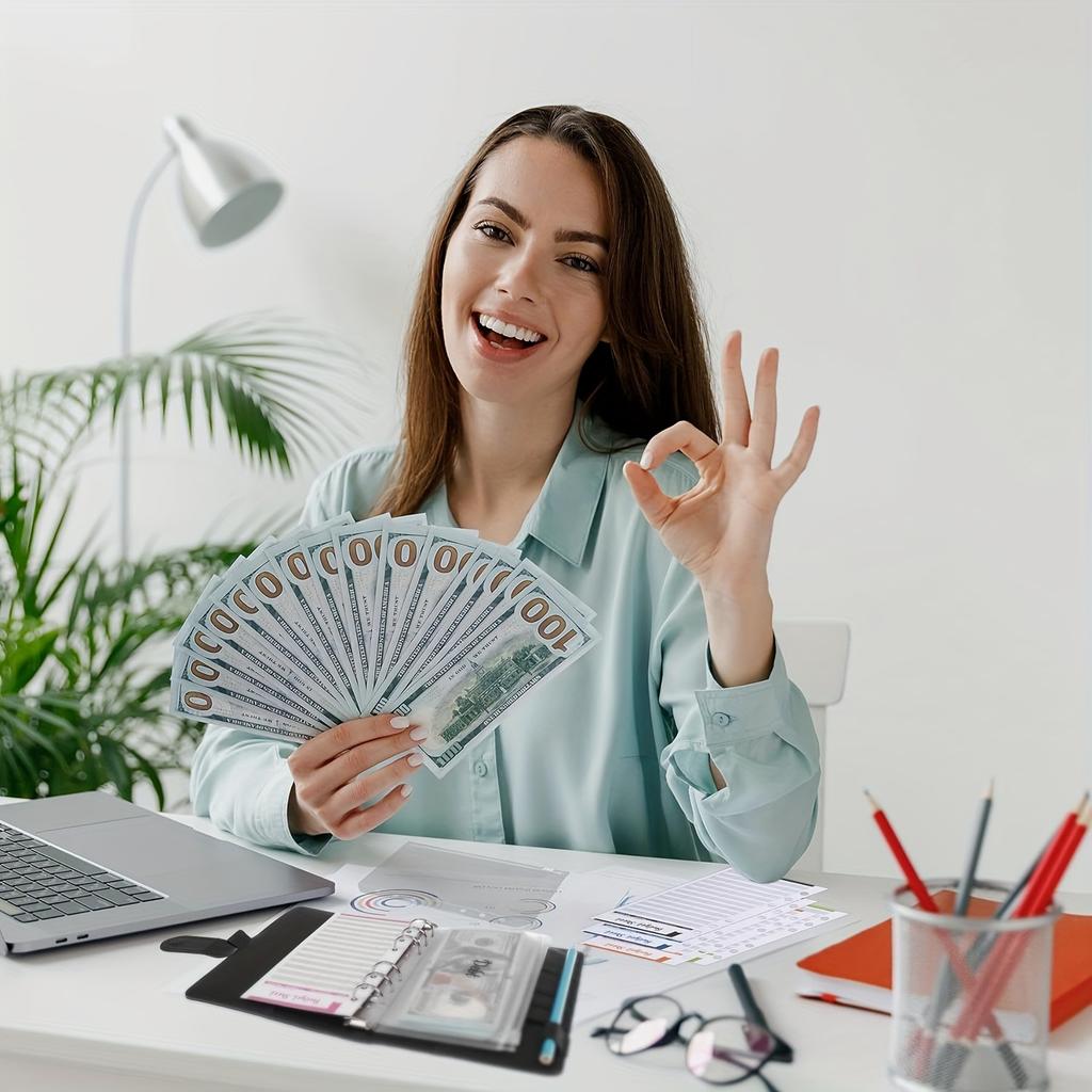 A6 Binder, Hand Account Book, Patterned Notebook, Leather PU Loose Leaf Notebook, Cash Loose Leaf Bag, Budget Card Notebook