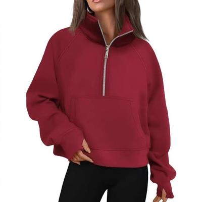Shoulder Sleeves, Women s Autumn and Winter Fleece Loose Jacket, Half Zip Shirt, Long Sleeved Sweatshirt S