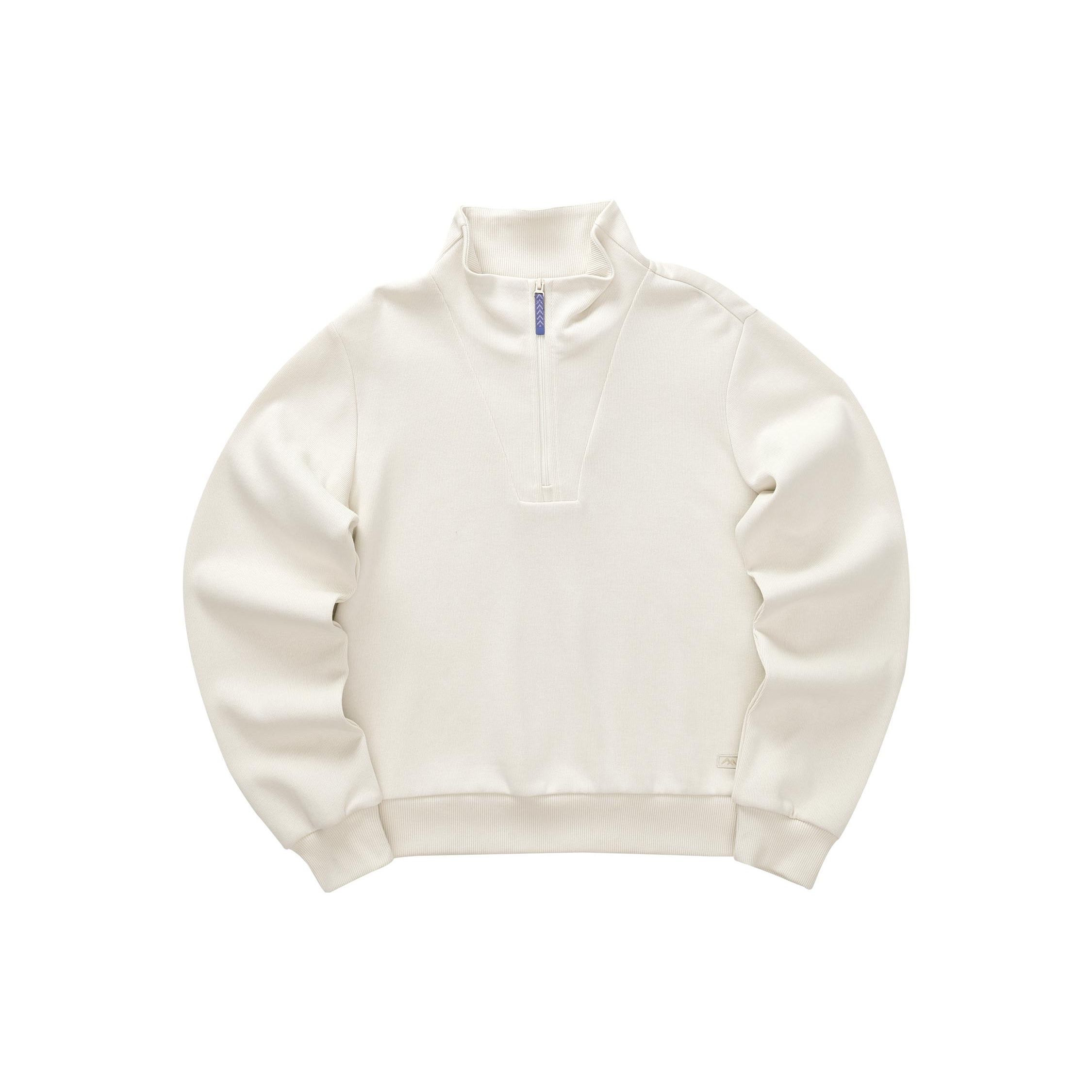 Skechers Stroll Series Solid Color Stand Collar Pullover Half-Zip Sweatshirt Women sweatshirt Tofu-White L423W013-0211 XXL