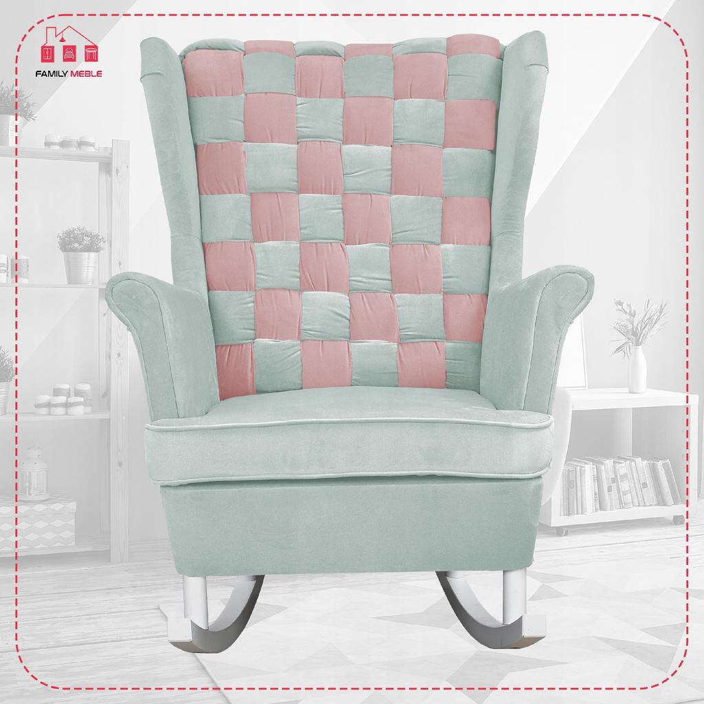 Rocking Chair Carol Duo Family Furniture Pink Blue Checkerboard Velvet