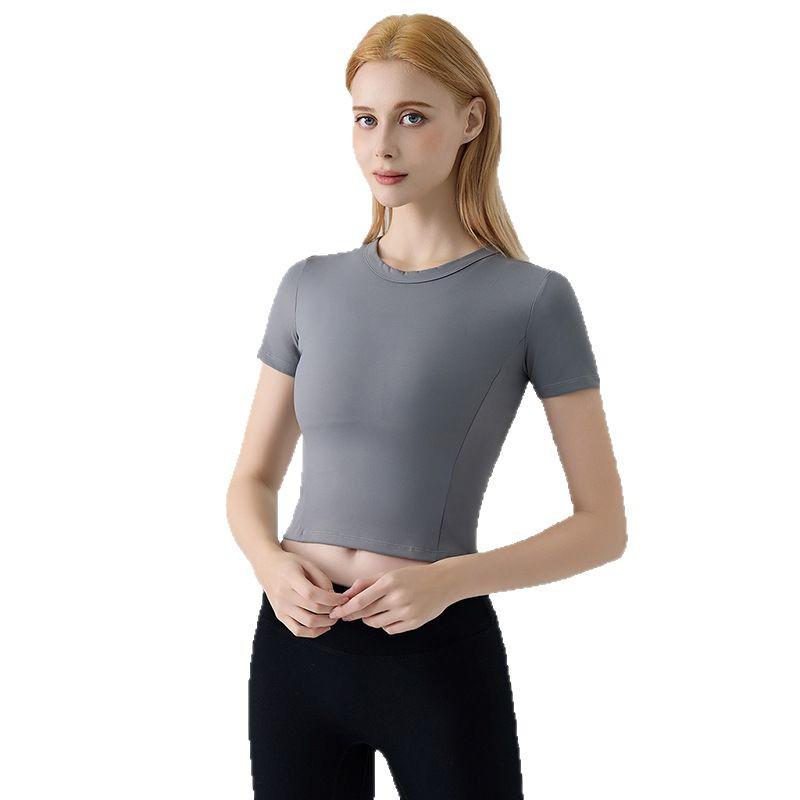 Spring Summer Women's Quick-Dry Short Sleeve Round Neck Yoga & Fitness Top