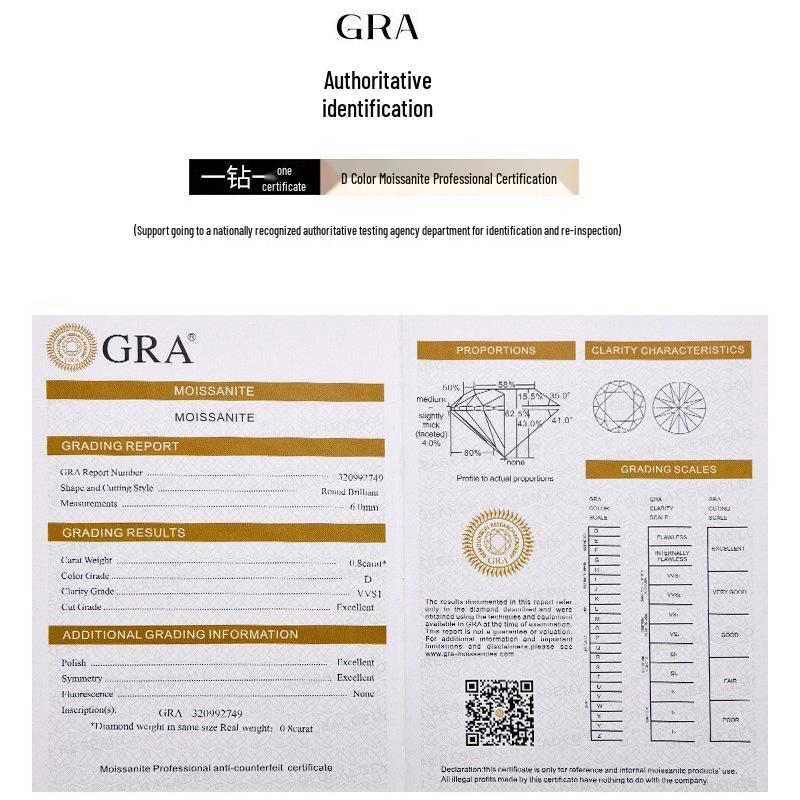 Elegant Moissanite Women's Ring - Classic 5 Carat Sterling Silver S925, High-End Design