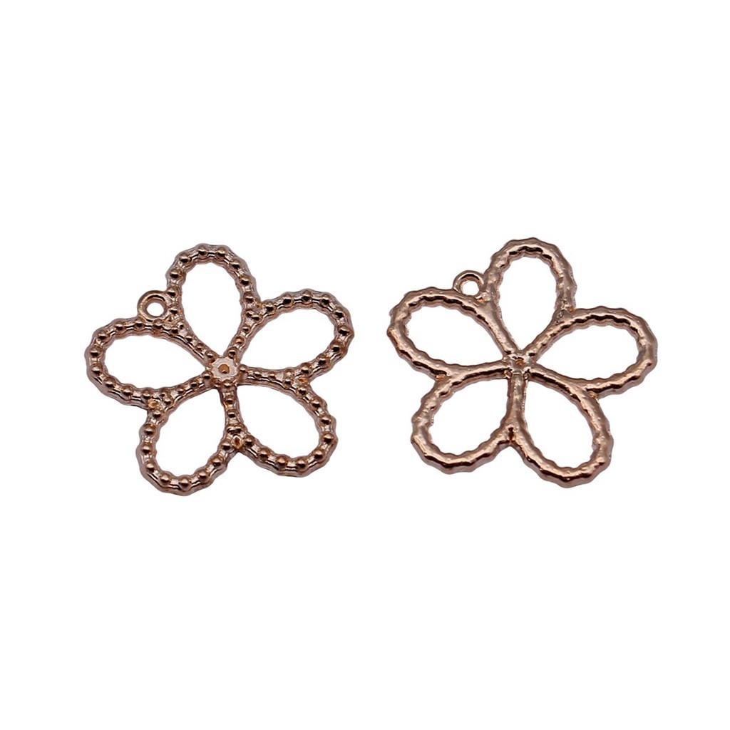 Simple Flower Charms Antique Alloy Pendants For Minimalist Floral Jewelry